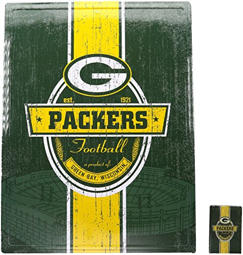 NFL Green Bay Packers 16" x 12" Tin Sign for Sports Fan Game Room, One Size