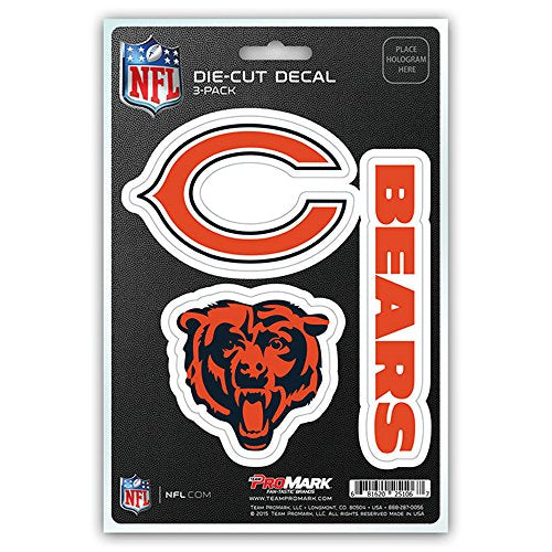 NFL Chicago Bears Team Decal, 3-Pack , Orange Standard