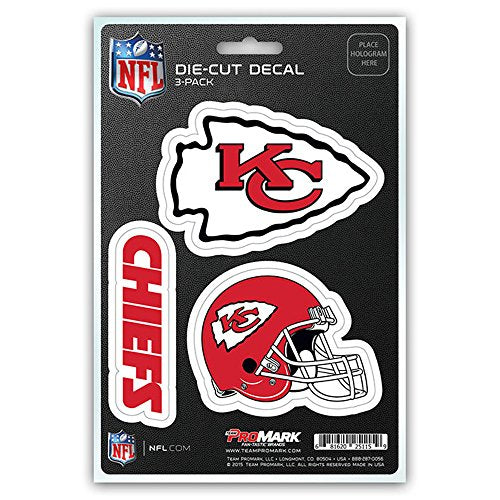 NFL Kansas City Chiefs Team Decal, 3-Pack, Red, One Size