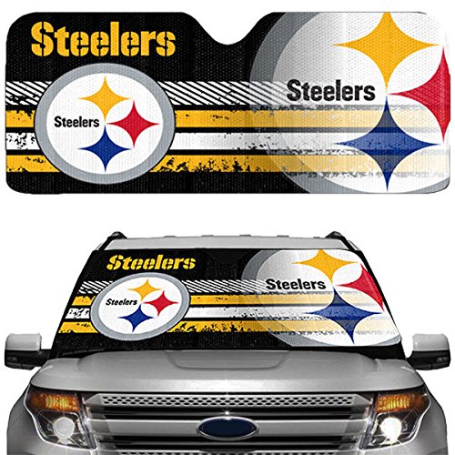 NFL Pittsburgh Steelers Universal Auto Shade, Black , 27.5" x 58" One Size