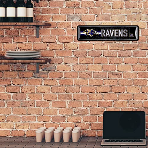 NFL Baltimore Ravens Home Décor Metal Street Sign - 4" x 15"