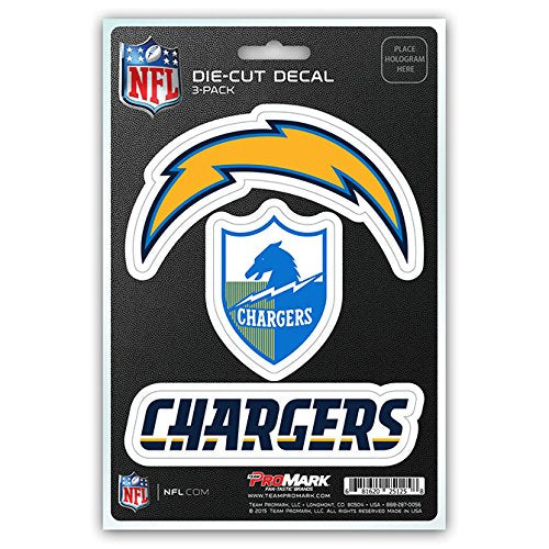 NFL DST3NF25 San Diego Chargers Decal - Pack of 3