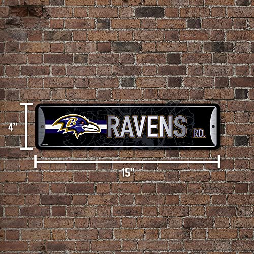 NFL Baltimore Ravens Home Décor Metal Street Sign - 4" x 15"