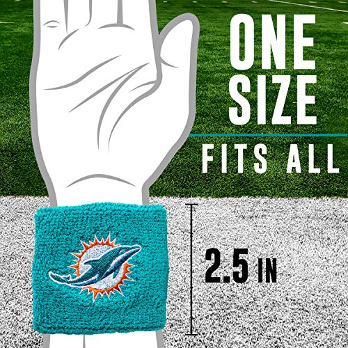 Franklin Sports NFL Miami Dolphins Embroidered Wristbands