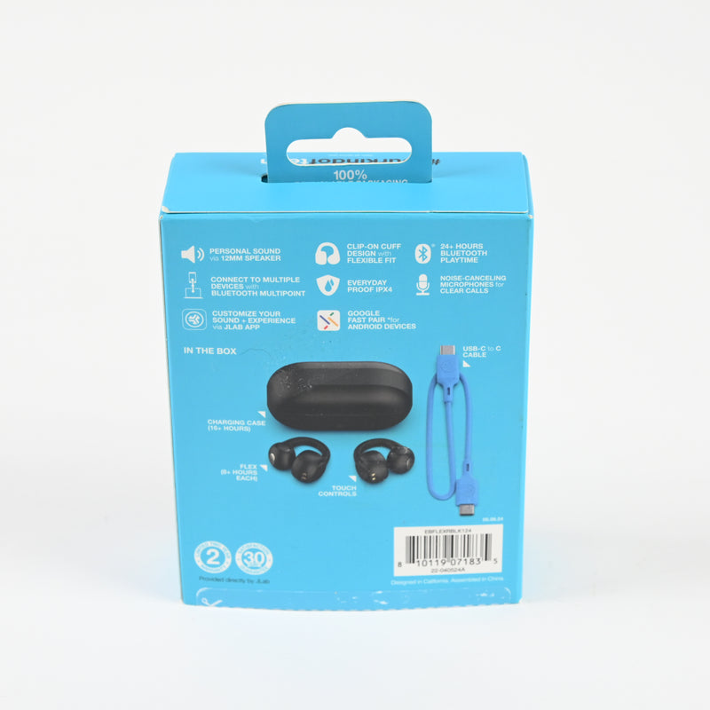 JLab Flex Open Wireless Bluetooth Open-Ear Earbuds - Black