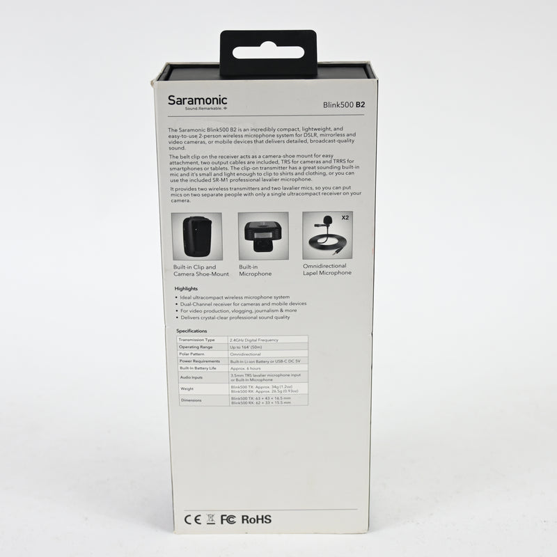 Saramonic Blink 500 Ultracompact 2.4GHz Dual-Channel Wireless Microphone - Black