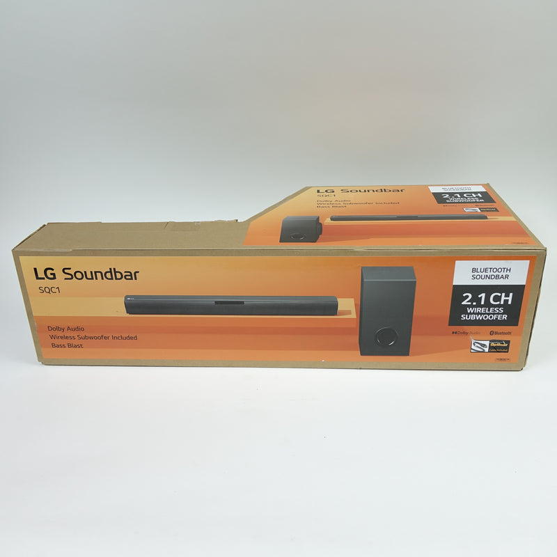 LG SQC1 2.1 Ch 160W Soundbar Bluetooth with Wireless Subwoofer - Black