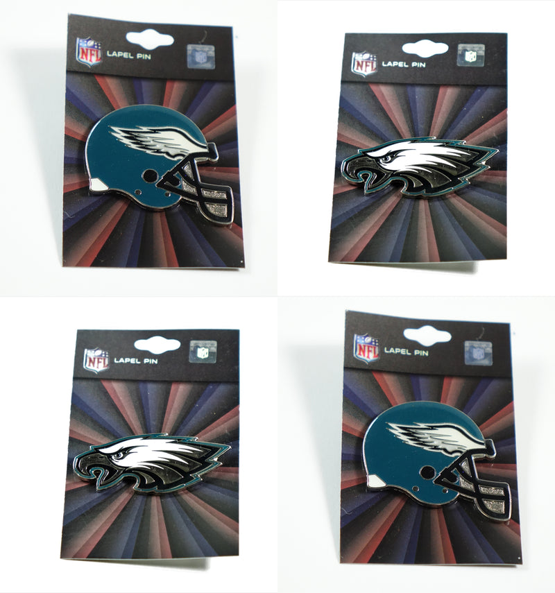 NFL Philadelphia Eagles GRANDE Logo Pin, Helmet - 2" (4 Pack)