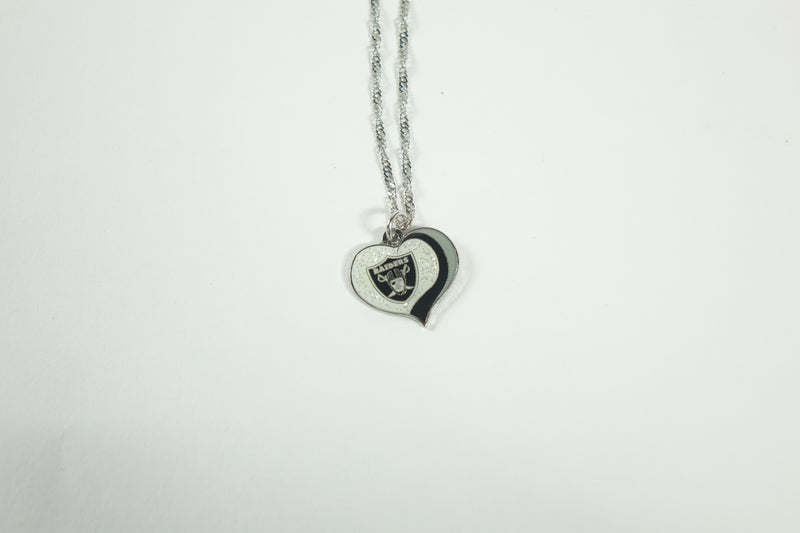 NFL Mini Heart Glitter Necklace Las Vegas Raiders