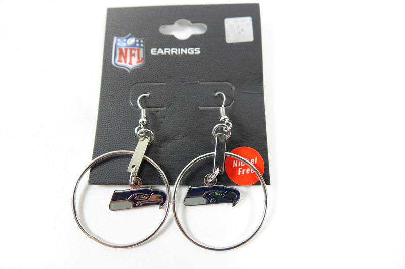 NFL Seattle SeaHawks Emblem Hoop Earrings