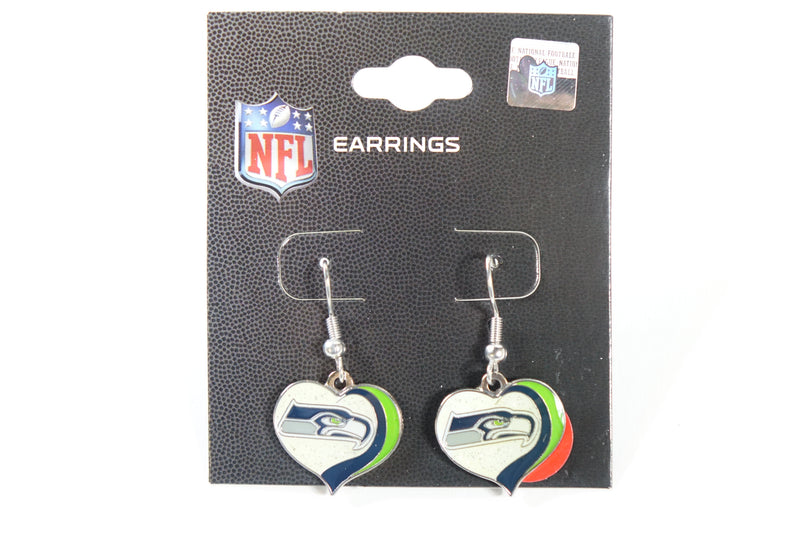 PSG NFL Seattle Seahawks Seattle Seahawks Earrings Glitter Heart, Blue, Small S