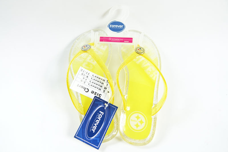 NFL Pittsburg Stealers women's flipflops, clear, yellow small 5.6. S S