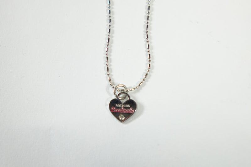 NFL Arizona Cardinals, Jeweled Heart Necklace, No Emblem