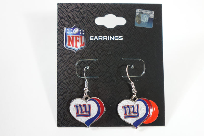 NFL New York Giants Earrings Glitter Heart