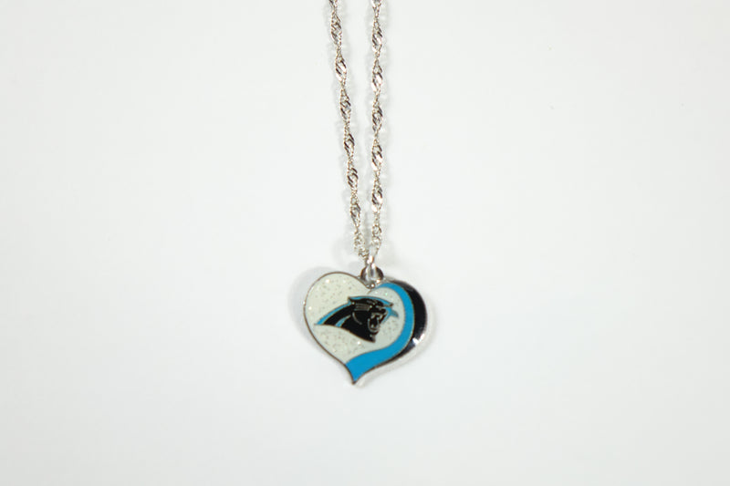 aminco NFL Carolina Panthers Sports Team Logo Glitter Heart Necklace