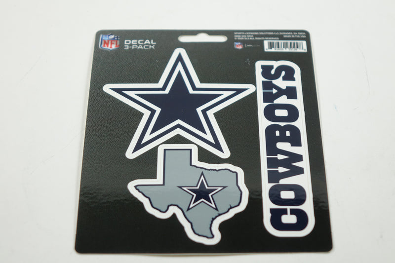 NFL Dallas Cowboys Team Decal, 3-Pack, Blue, One Size Standard