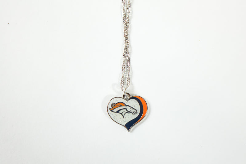 NFL Denver Broncos Necklace Glitter Heart