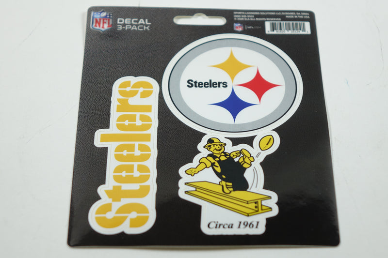 NFL Pittsburgh Steelers Team Decal, 3-Pack, Yellow, One Size Standard