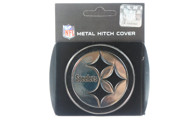 NFL Pittsburgh Steelers Black Metal Hitch Cover with Metal Chrome 3D Emblem