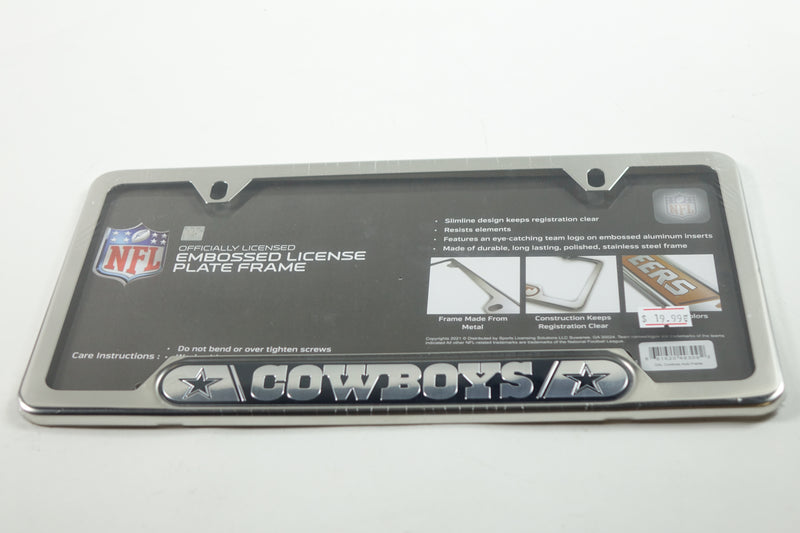 NFL Dallas Cowboys Embossed Steel License Plate Frame 6.25" x 12.25"