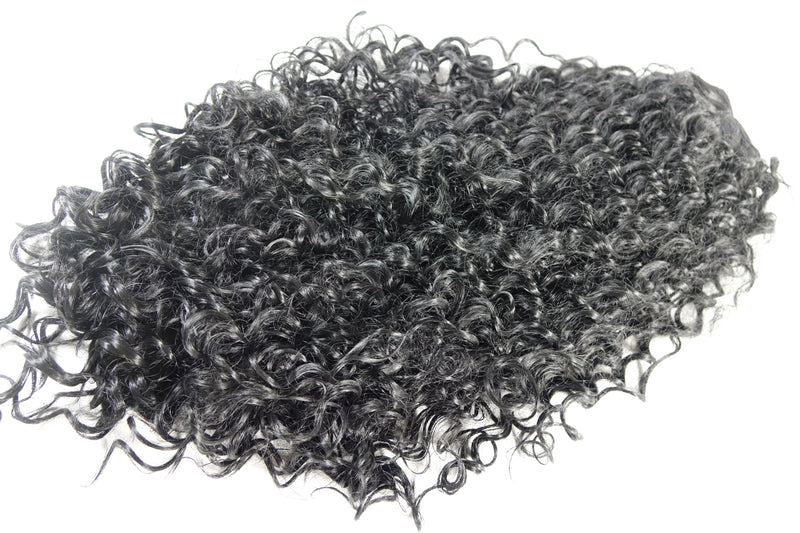 24" Curly with Side Bangs Wig Full Cap Black