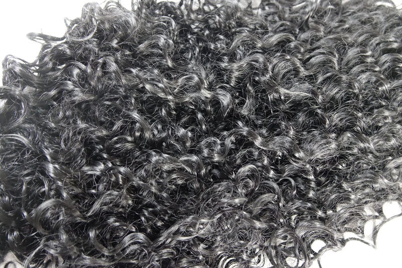24" Curly with Side Bangs Wig Full Cap Black
