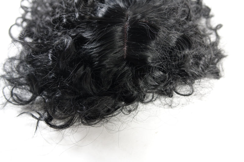 24" Curly with Side Bangs Wig Full Cap Black