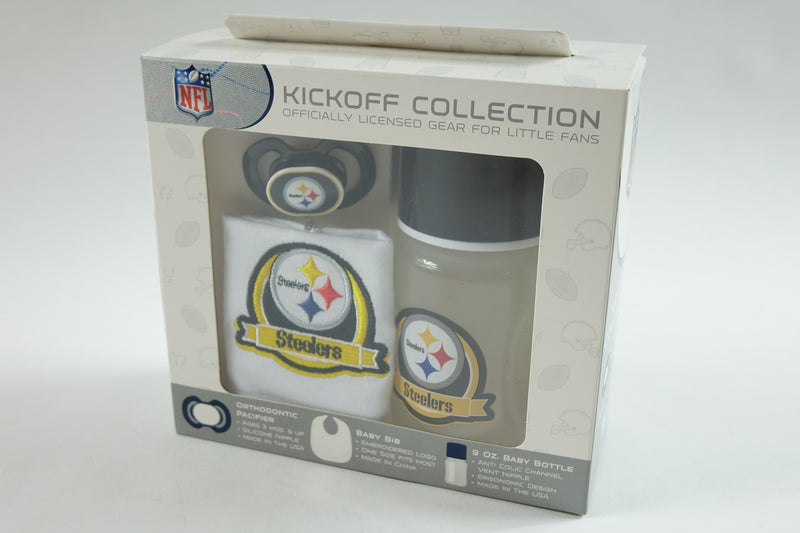 3pc Baby Gift Set (NFL Pittsburg Steelers) 3-Piece Set (Bottle, Pacifier & Bib)