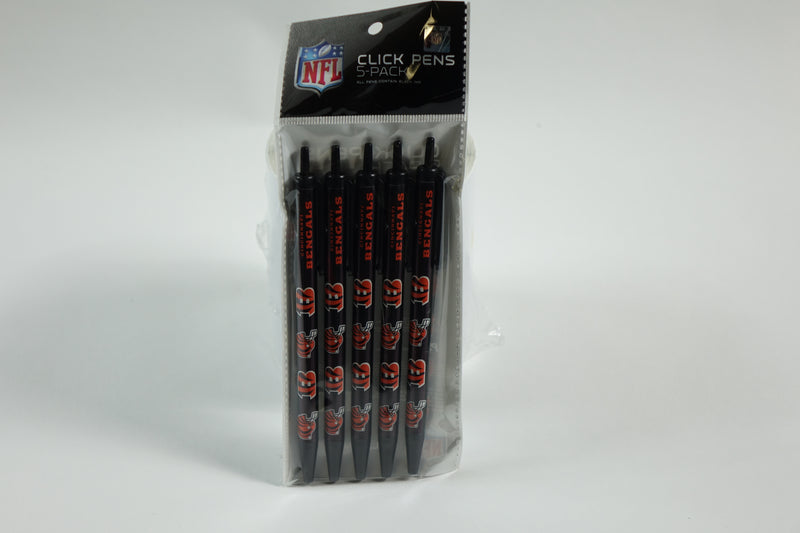 NFL Cincinnati Bengals Disposable Black Ink Click Pens, 5-Pack One Size