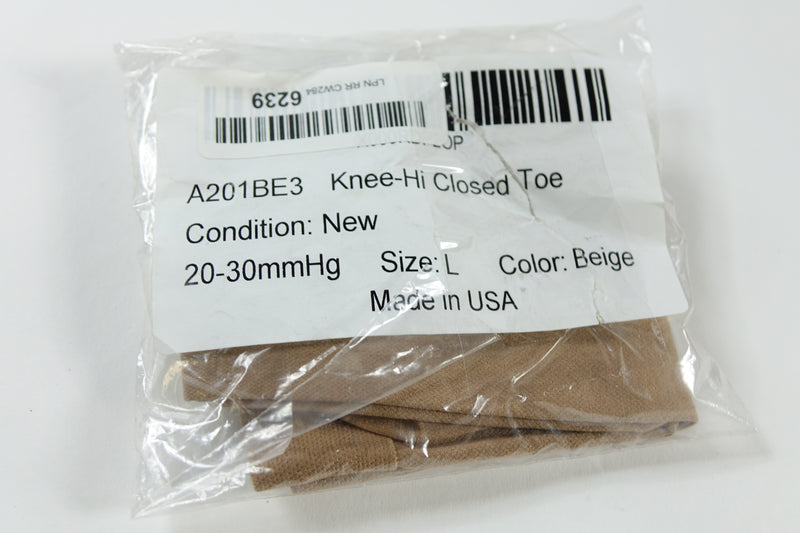 A201BE3 Knee-Hi Closed Toe 20-30mmHg Size Large Beige  L L