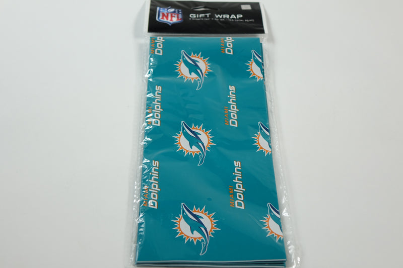 MIAMI DOLPHINS NFL GIFT WRAPPING PAPER 3 SHEETS (30 x 20)