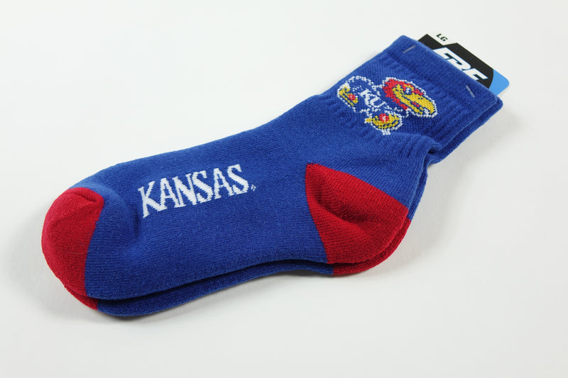 For Bare Feet Adult NCAA Crew Socks Size: Adult Large - Kansas Univ L