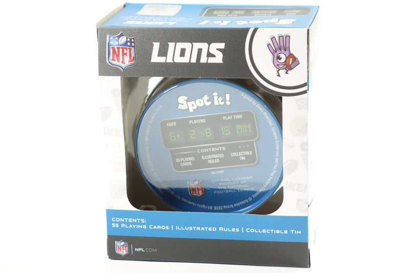 NFL Spot It! Detroit Lions Edition , Blue, 6" X 2.875" X 5.125"