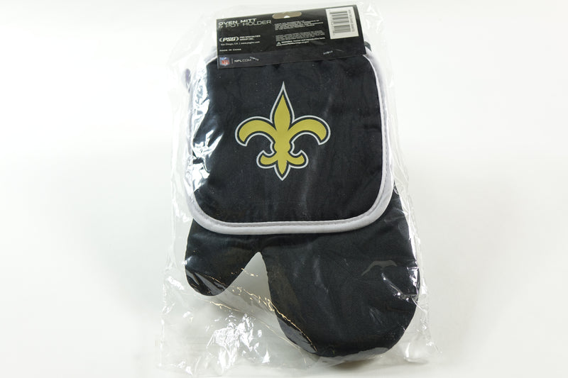 Orleans Saints NFL Black Oven Mitt & Holder Set One Size