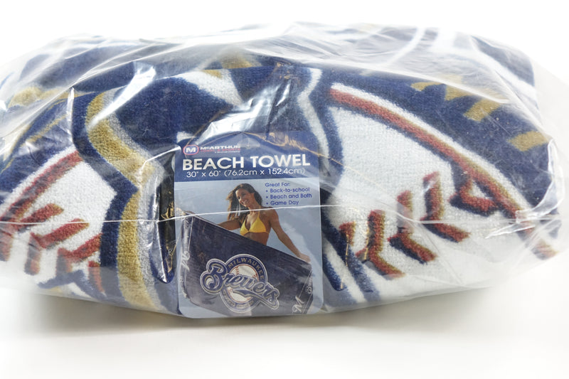 Milwaukee Brewers MLB 100% Cotton Beach Towel  9lb 30" x 60",