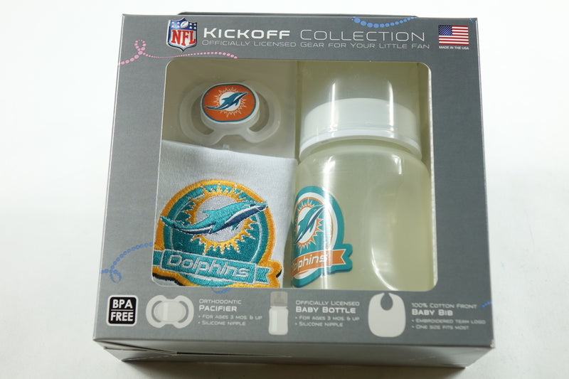 Baby Fanatic NFL Miami Dolphins 3 Pc Gift Set Pacifier/Bottle/Bib