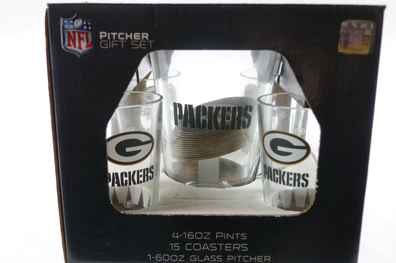 NFL Green Bay Packers Pitcher Gift Set - 1 Pitcher, 4 Glasses, 15 Coasters