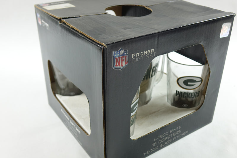 NFL Green Bay Packers Pitcher Gift Set - 1 Pitcher, 4 Glasses, 15 Coasters