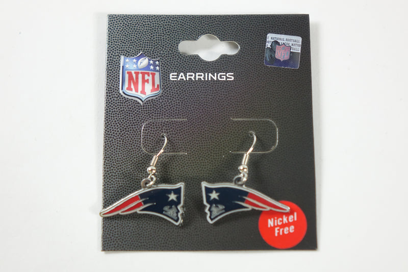 NFL New England Patriots NEW ENGLAND PATRIOTS EARRINGS J-HOOK LOGO, Blue, Smal S