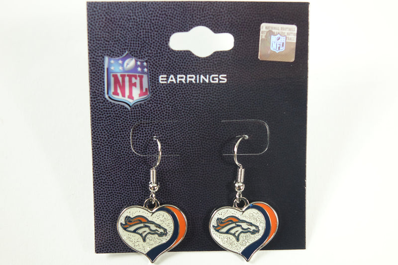 PSG NFL Denver Broncos Denver Broncos Earrings Glitter Heart, Blue, Small S S