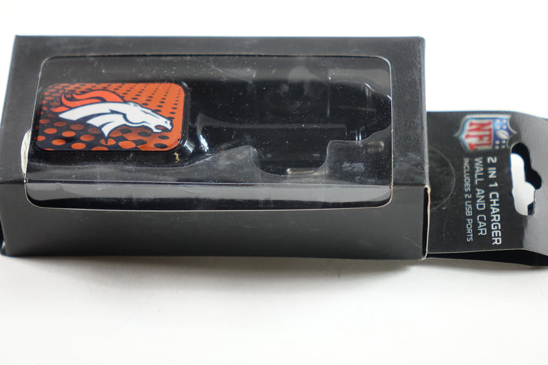 NFL Denver Broncos 2-in-1 Wall and Car Charger, Orange