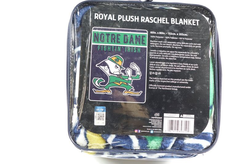 NCAA Notre Dame Fighting Irish Raschel Throw Blanket, 60" x 80", Basic