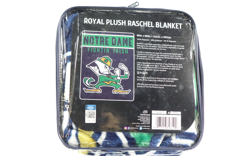 NCAA Notre Dame Fighting Irish Raschel Throw Blanket, 60" x 80", Basic