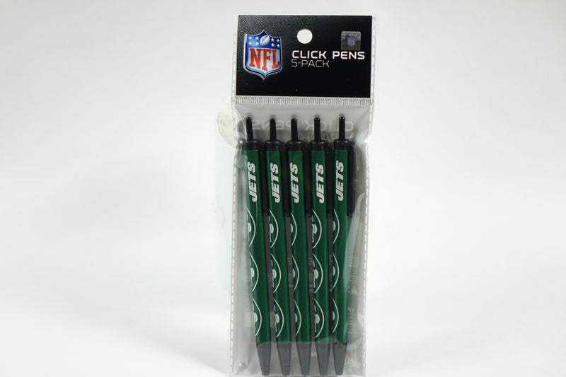 NFL Official Licensed Click Pens 5 Pack Black Ink New York Jets