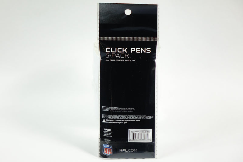 NFL Official Licensed Click Pens 5 Pack Black Ink New York Jets