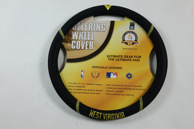 NCAA 14942 West Virginia Mountaineers Embroidered Steering Wheel Cover 15" x 15"