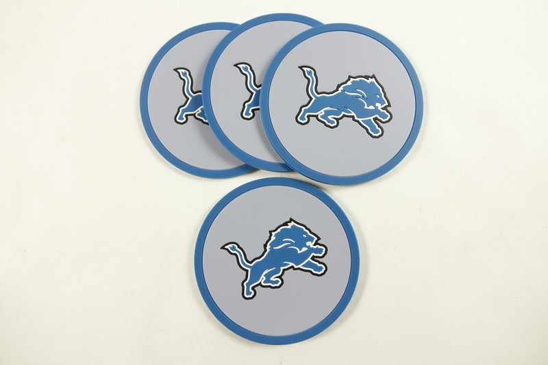 NFL Detroit Lions Vinyl Coaster Set (Pack of 4) 4"