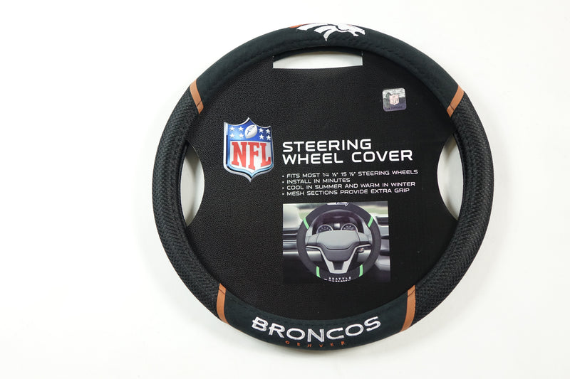 NFL 21372 Denver Broncos Embroidered Steering Wheel Cover 15 Inch Diameter