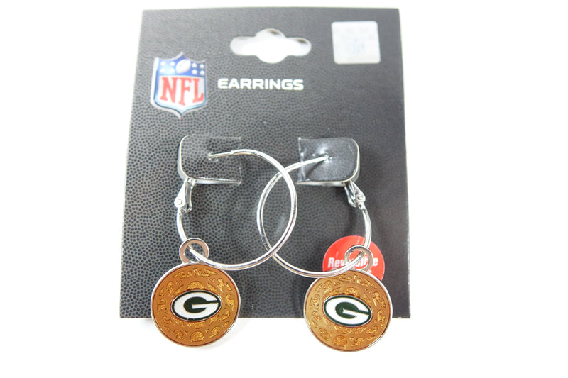 NFL Green Bay Packers Hoop Earring with Gold Reversible Charms