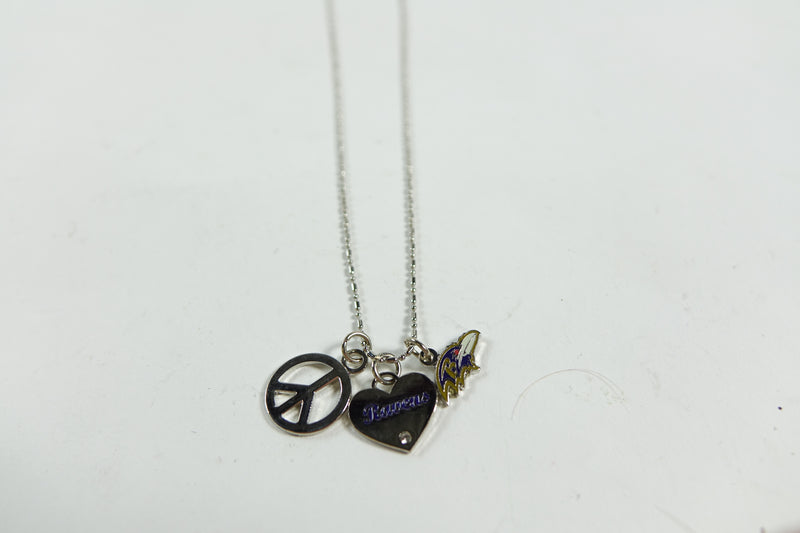 Baltimore Ravens NFL Peace Love 18" Necklace Logo Charm Pendant.